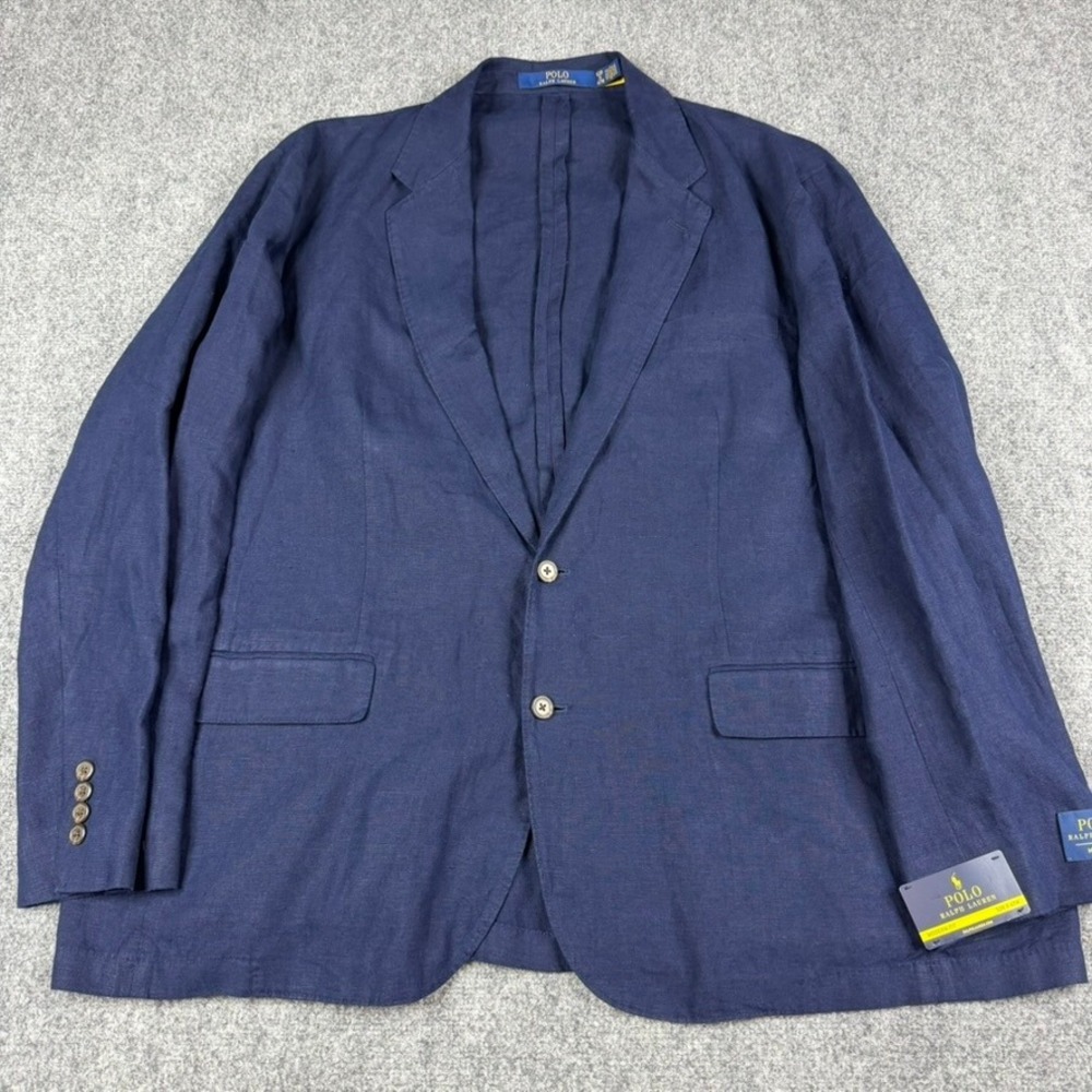 Polo Ralph Lauren Blazer Mens 52R Navy Blue Linen Unstructured Sport Coat NWT